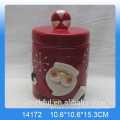 Decoración de Navidad frasco de almacenamiento de cerámica con santa figurilla